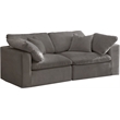 Bowery Hill Contemporary Gray Velvet Modular 2 Piece Loveseat