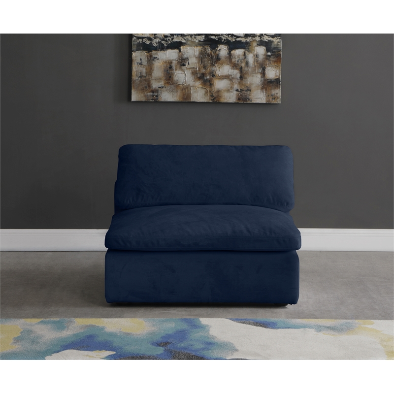 Bowery Hill Contemporary Soft Navy Velvet Modular Armless Chair