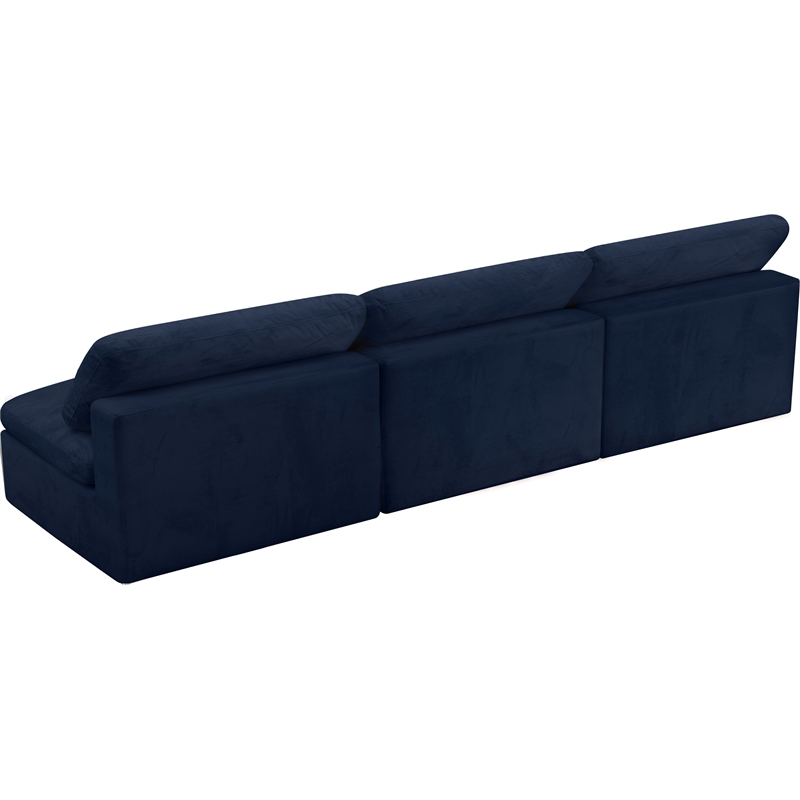 Bowery Hill Contemporary Navy Velvet Modular 3 Piece Armless Sofa
