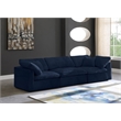 Bowery Hill Contemporary Soft Navy Velvet Modular 3 Piece Sofa