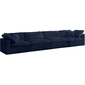 Bowery Hill Contemporary Soft Navy Velvet Modular 4 Piece Sofa