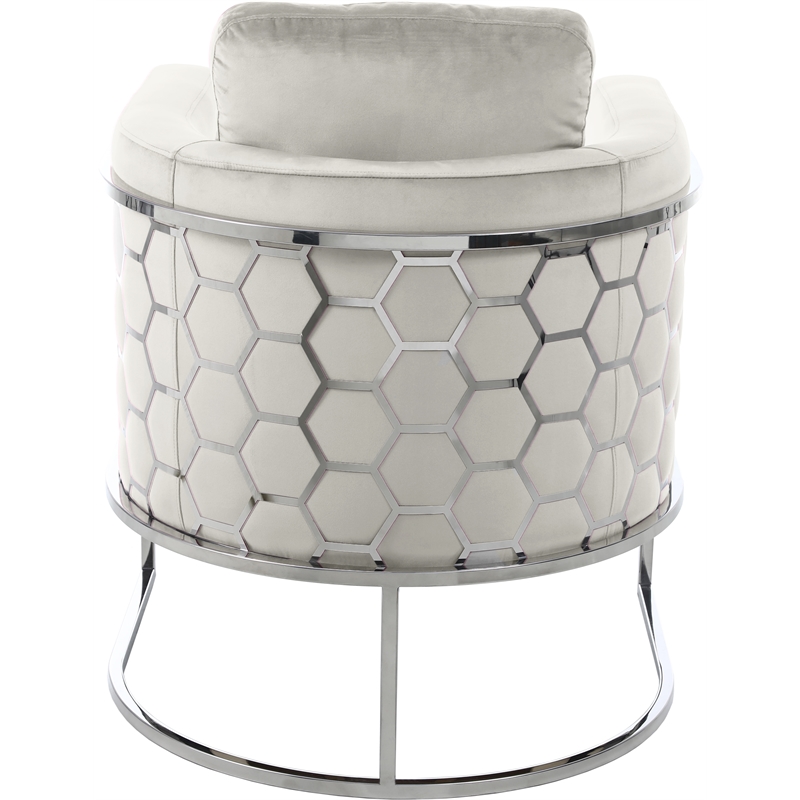 Bowery Hill Contemporary Soft Cream Velvet Upholstereded Chair