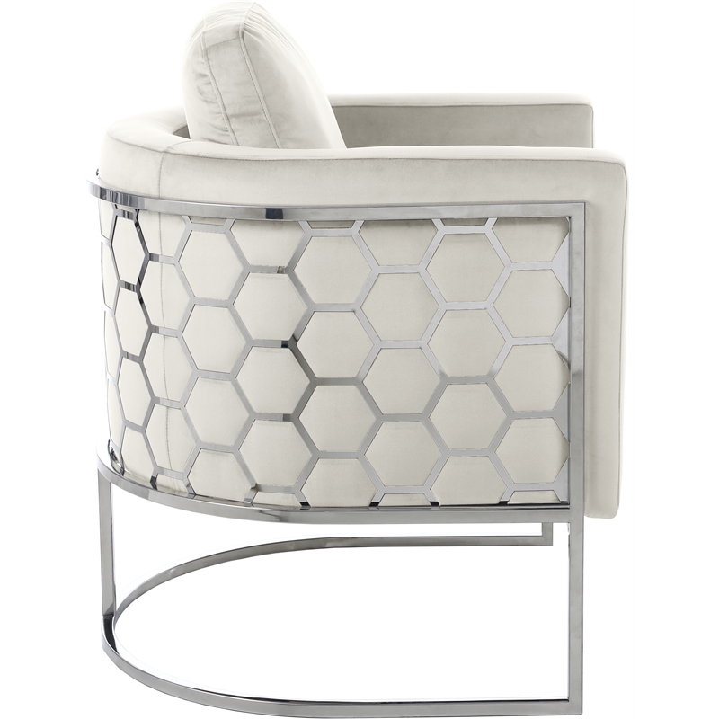 Bowery Hill Contemporary Soft Cream Velvet Upholstereded Chair
