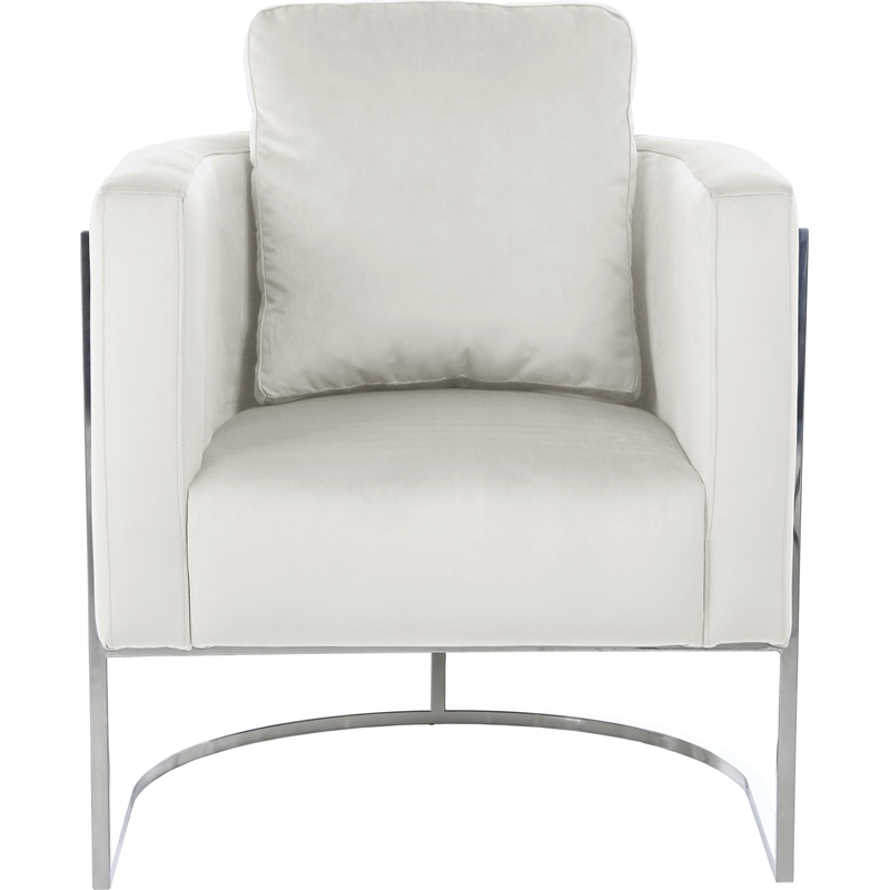 Bowery Hill Contemporary Soft Cream Velvet Upholstereded Chair