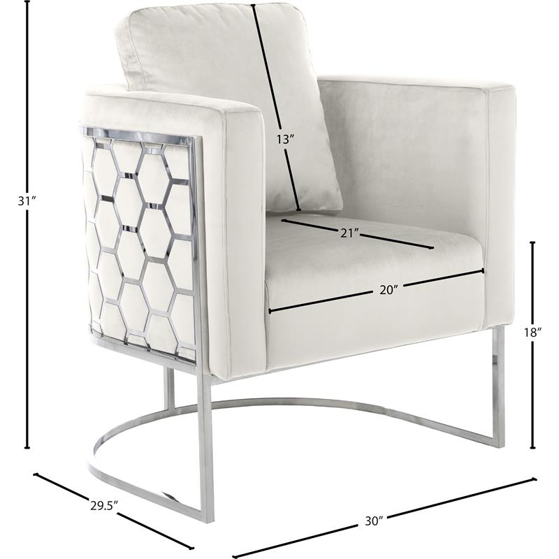 Bowery Hill Contemporary Soft Cream Velvet Upholstereded Chair