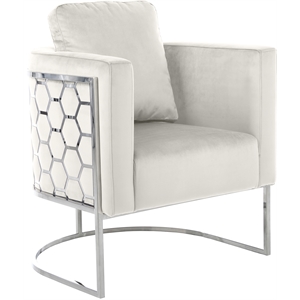 Bowery Hill Contemporary Soft Cream Velvet Upholstereded Chair
