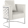 Bowery Hill Contemporary Soft Cream Velvet Upholstereded Chair