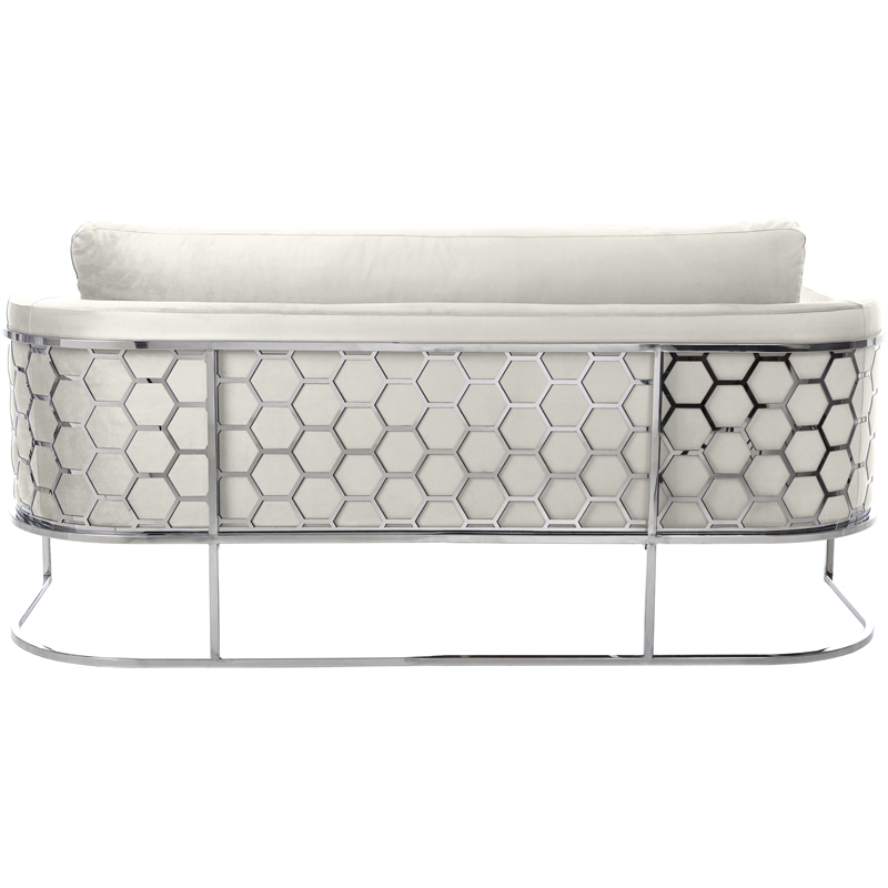 Bowery Hill Contemporary Soft Cream Velvet Upholstereded Sofa
