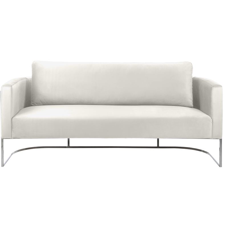 Bowery Hill Contemporary Soft Cream Velvet Upholstereded Sofa