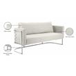 Bowery Hill Contemporary Soft Cream Velvet Upholstereded Sofa