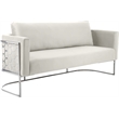 Bowery Hill Contemporary Soft Cream Velvet Upholstereded Sofa