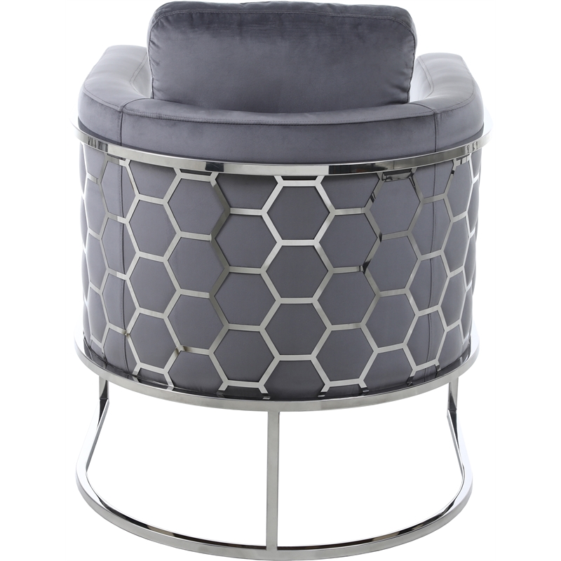 Bowery Hill Contemporary Soft Gray Velvet Upholstereded Chair