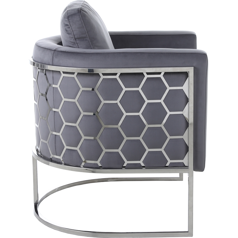 Bowery Hill Contemporary Soft Gray Velvet Upholstereded Chair