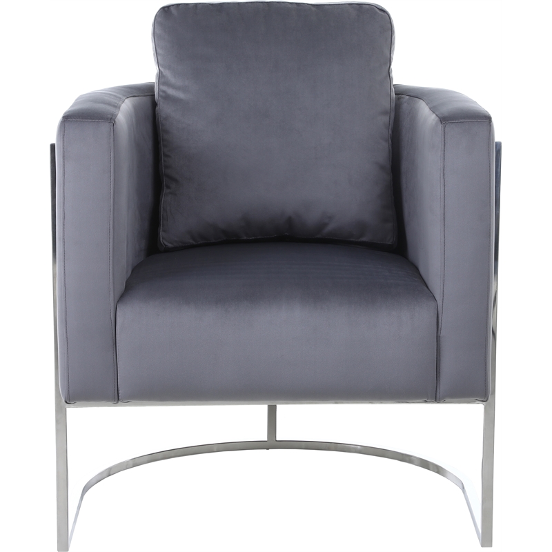 Bowery Hill Contemporary Soft Gray Velvet Upholstereded Chair