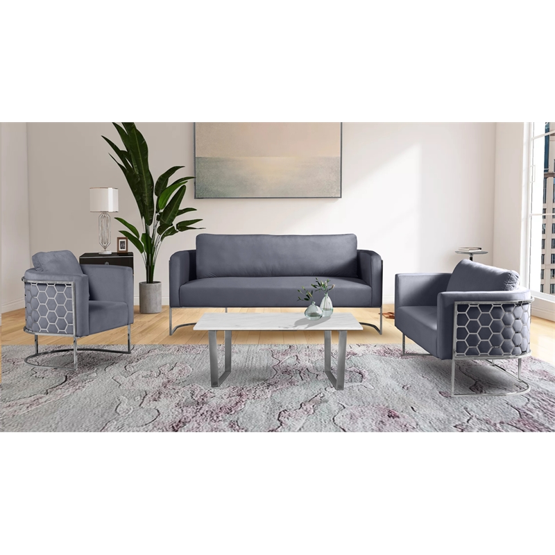 Bowery Hill Contemporary Soft Gray Velvet Upholstereded Chair
