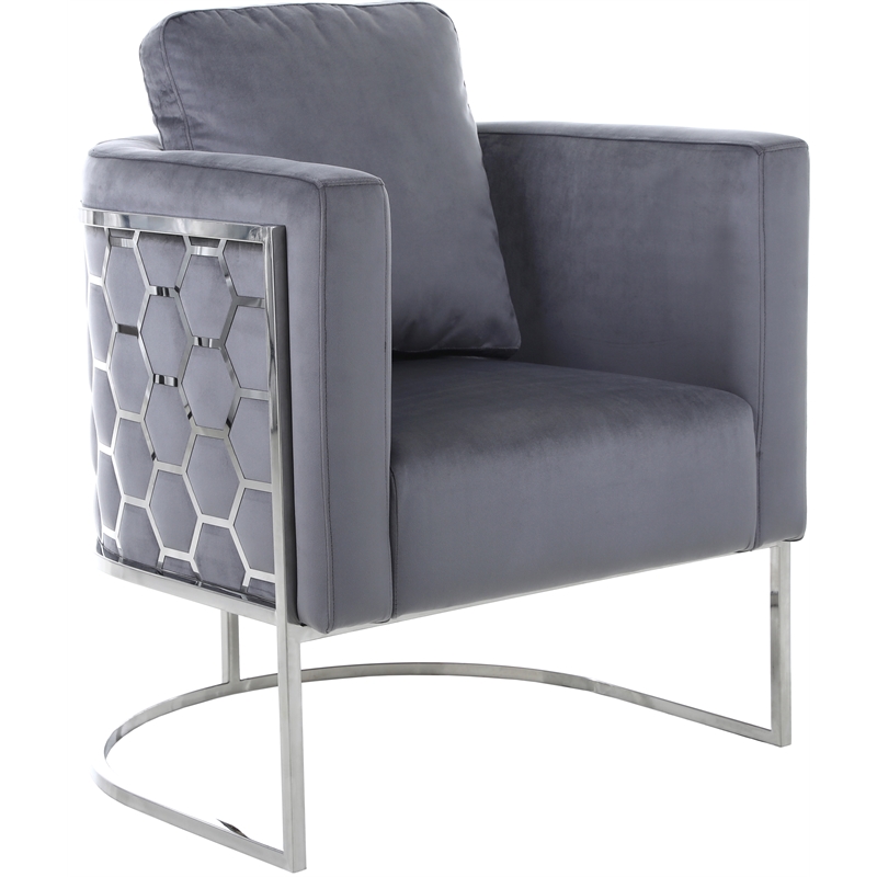 Bowery Hill Contemporary Soft Gray Velvet Upholstereded Chair