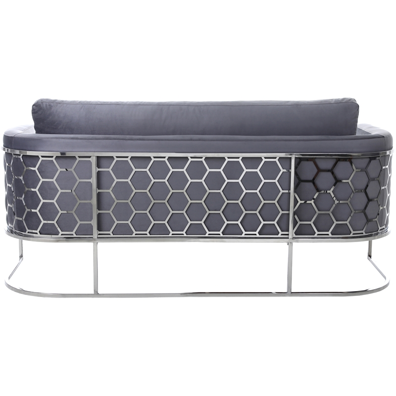 Bowery Hill Contemporary Soft Gray Velvet Upholstereded Sofa