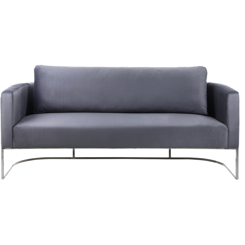 Bowery Hill Contemporary Soft Gray Velvet Upholstereded Sofa