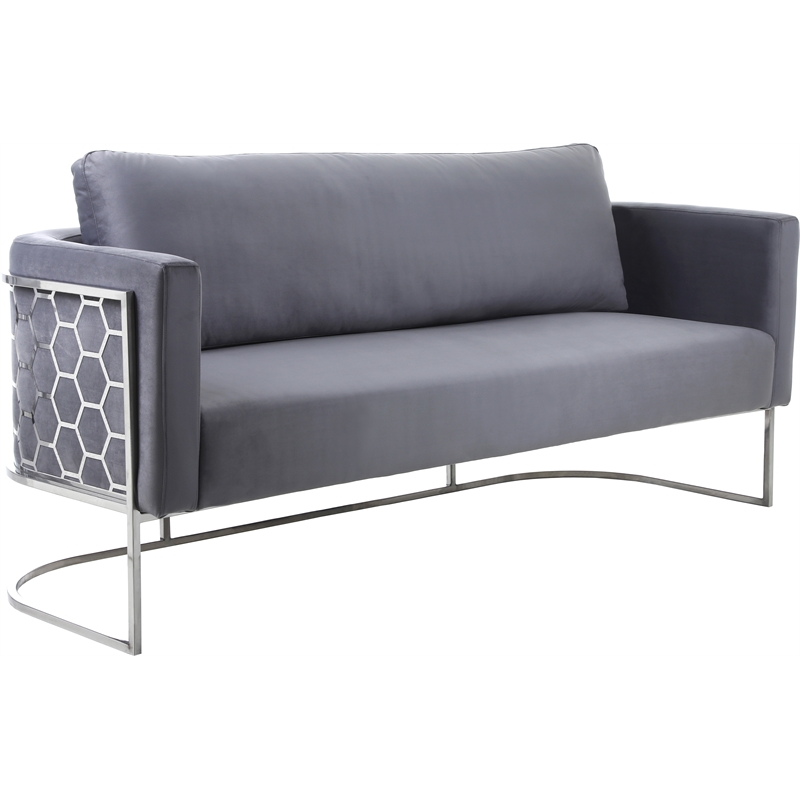 Bowery Hill Contemporary Soft Gray Velvet Upholstereded Sofa