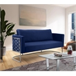 Bowery Hill Contemporary Soft Navy Velvet Upholstereded Sofa