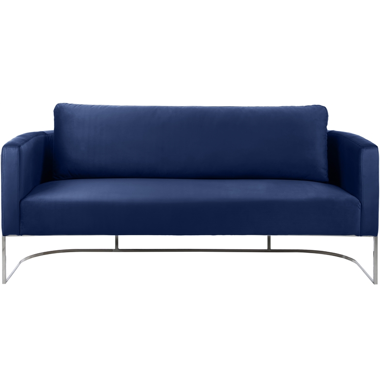 Bowery Hill Contemporary Soft Navy Velvet Upholstereded Sofa
