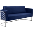 Bowery Hill Contemporary Soft Navy Velvet Upholstereded Sofa
