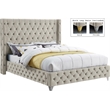 Bowery Hill Contemporary Deep Button Tufted Rich Cream Velvet Full Bed
