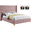 Bowery Hill Contemporary Deep Button Tufted Rich Pink Velvet Full Bed