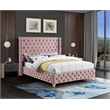Bowery Hill Contemporary Deep Button Tufted Rich Pink Velvet Full Bed