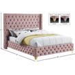 Bowery Hill Contemporary Deep Button Tufted Rich Pink Velvet Full Bed