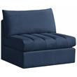 Bowery Hill Contemporary Deep Channel Tufted Soft Navy Velvet Armless