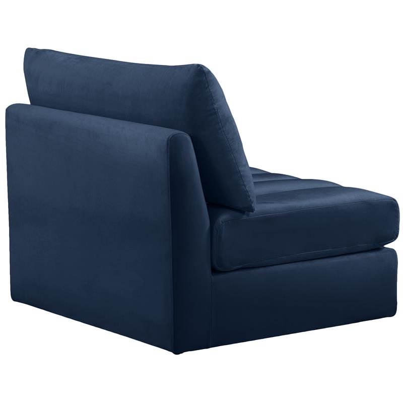 Bowery Hill Contemporary Deep Channel Tufted Soft Navy Velvet Armless