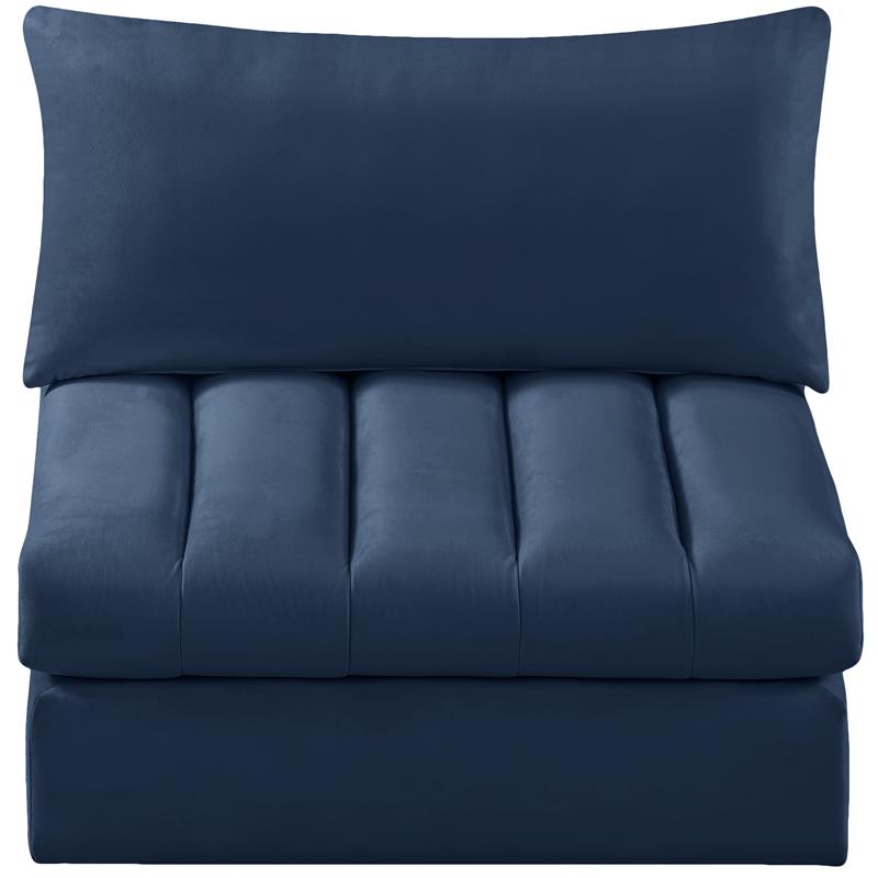 Bowery Hill Contemporary Deep Channel Tufted Soft Navy Velvet Armless