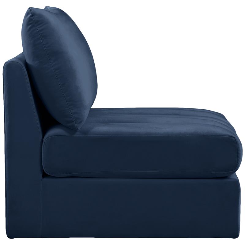 Bowery Hill Contemporary Deep Channel Tufted Soft Navy Velvet Armless