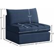 Bowery Hill Contemporary Deep Channel Tufted Soft Navy Velvet Armless