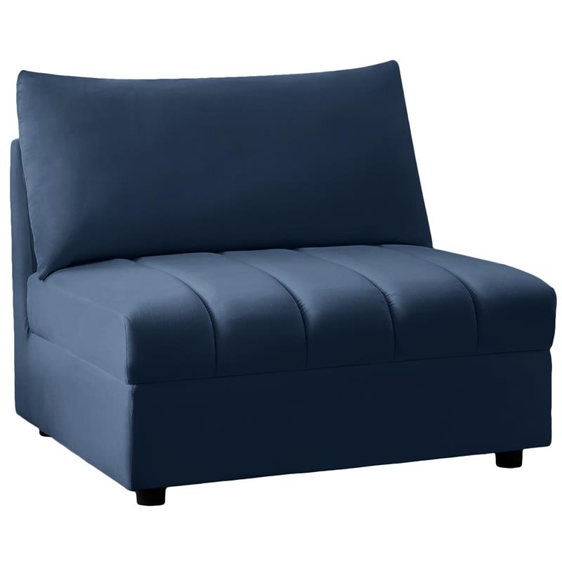 Bowery Hill Contemporary Deep Channel Tufted Soft Navy Velvet Armless