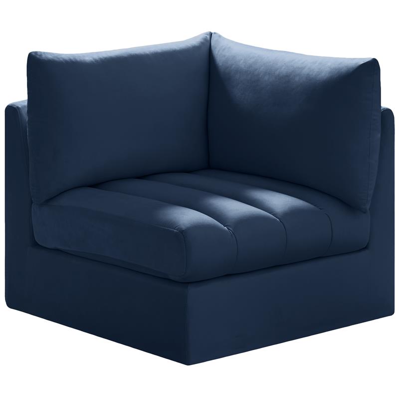 Bowery Hill Contemporary Deep Channel Tufted Soft Navy Velvet Corner