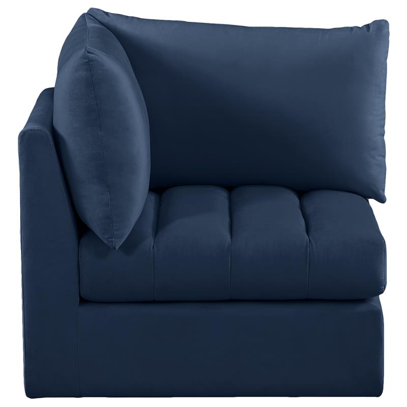 Bowery Hill Contemporary Deep Channel Tufted Soft Navy Velvet Corner