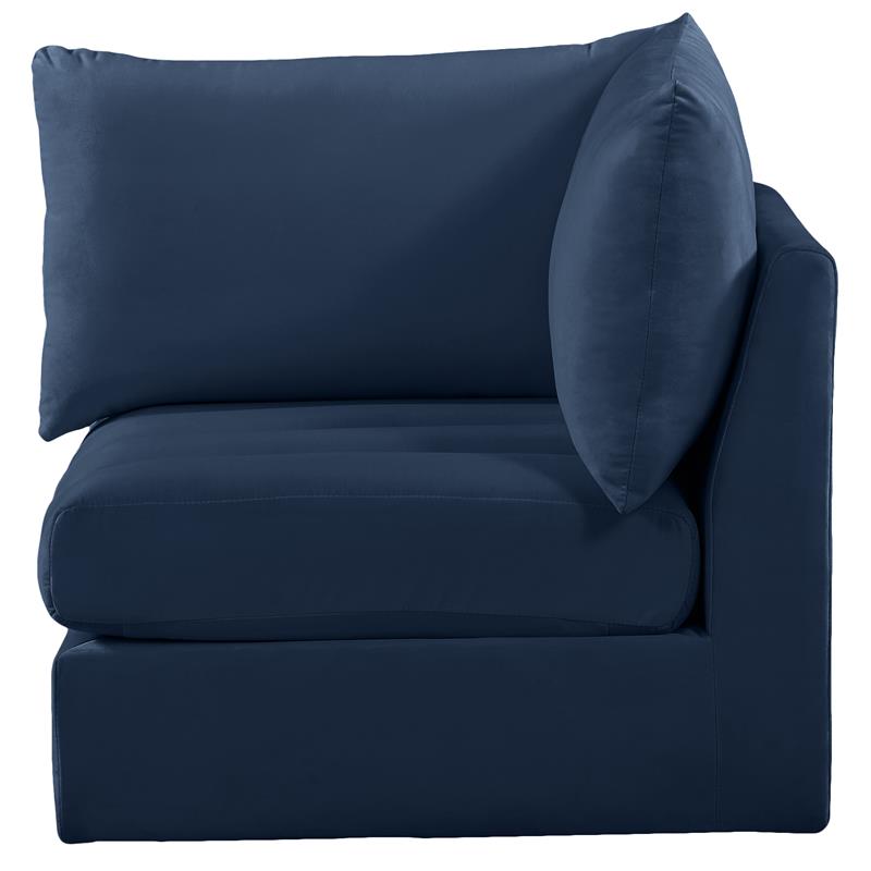 Bowery Hill Contemporary Deep Channel Tufted Soft Navy Velvet Corner