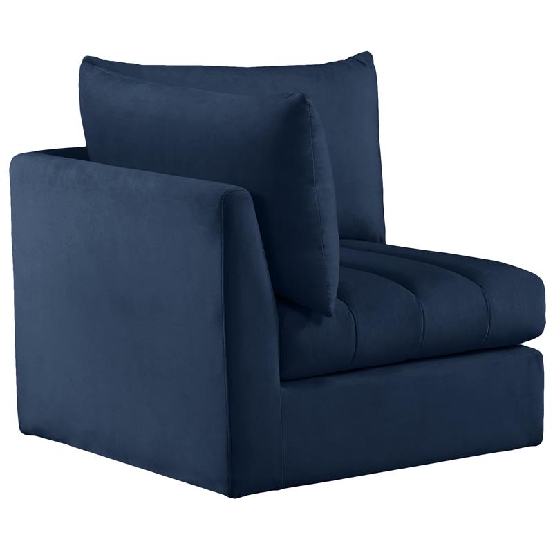 Bowery Hill Contemporary Deep Channel Tufted Soft Navy Velvet Corner