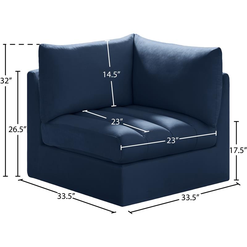 Bowery Hill Contemporary Deep Channel Tufted Soft Navy Velvet Corner