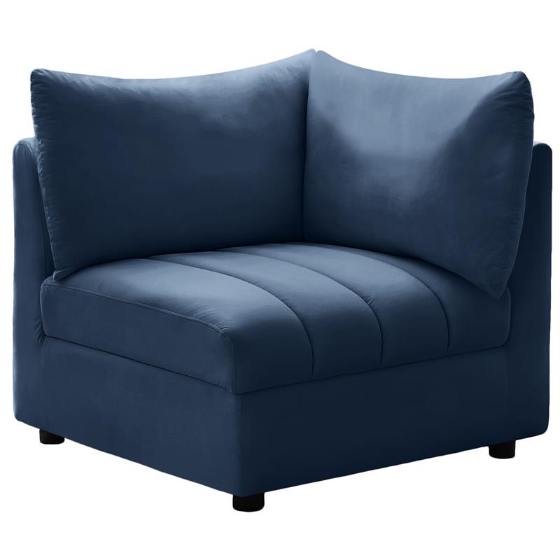 Bowery Hill Contemporary Deep Channel Tufted Soft Navy Velvet Corner
