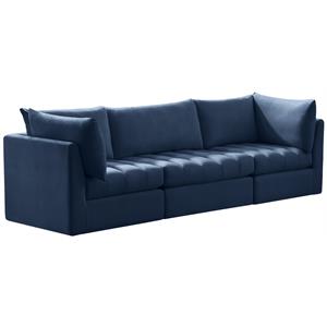Bowery Hill Contemporary Deep Channel Tufted Soft Navy Velvet Modular Sofa