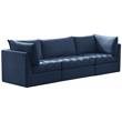 Bowery Hill Contemporary Deep Channel Tufted Soft Navy Velvet Modular Sofa