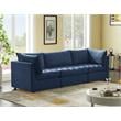 Bowery Hill Contemporary Deep Channel Tufted Soft Navy Velvet Modular Sofa