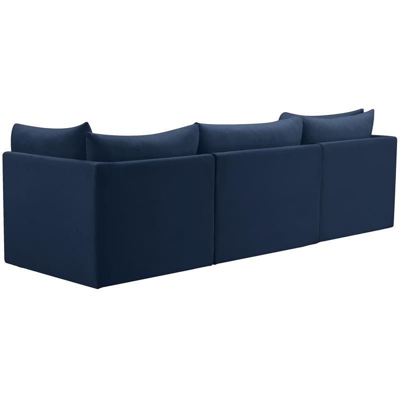 Bowery Hill Contemporary Deep Channel Tufted Soft Navy Velvet Modular Sofa
