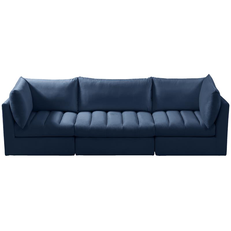 Bowery Hill Contemporary Deep Channel Tufted Soft Navy Velvet Modular Sofa