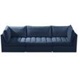 Bowery Hill Contemporary Deep Channel Tufted Soft Navy Velvet Modular Sofa