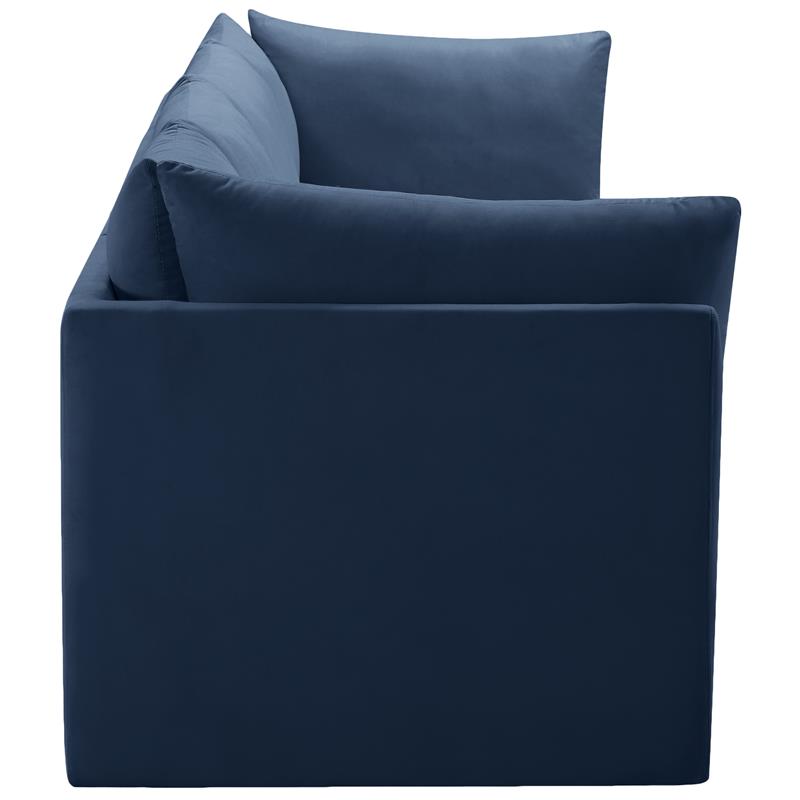 Bowery Hill Contemporary Deep Channel Tufted Soft Navy Velvet Modular Sofa