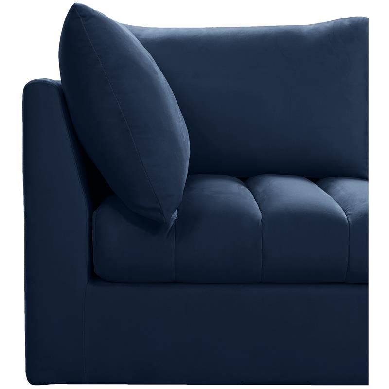 Bowery Hill Contemporary Deep Channel Tufted Soft Navy Velvet Modular Sofa